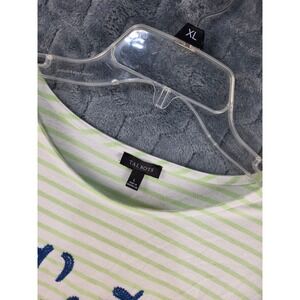 Talbots‎ Womens Green White Striped Cest la Sea Graphic Long Sleeve Tee Large